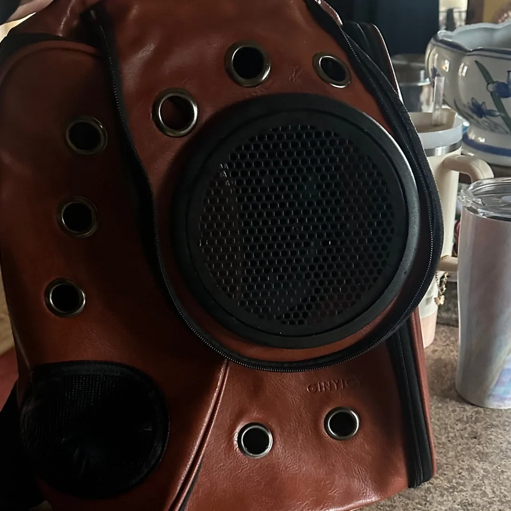 Brown Portable Speaker Backpack with Built-In Speaker